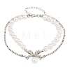 Alloy Micro Pave Clear Cubic Zirconia Bowknot Link 2-Strand Bracelets for Women AL-CBA3C8B-08P-2