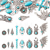  16Pcs 8 Styles Synthetic Turquoise Alloy Pendants FIND-TA0002-57-1