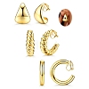 3 Pairs Brass Cuff Earrings EJEW-Z148-02G-1