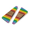 Pride Rainbow Theme Resin & Walnut Wood Pendants WOOD-K012-08A-2