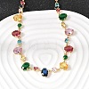 Brass Pave Colorful Cubic Zirconia Geometric Link Chain Necklaces NJEW-C111-03B-1