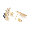 Cat and Flower Cubic Zirconia Stud Earrings EJEW-I263-02G-3