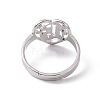 Non-Tarnish 201 Stainless Steel Heart with Number 15 Adjustable Ring for Women RJEW-C045-12P-3