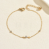 201 Stainless Steel Pave Clear Cubic Zirconia Arrowhead Link Bracelets for Women ZJ3010-5