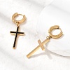 Cross 304 Stainless Steel Polymer Clay Rhinestones Hoop Earrings EJEW-G453-11G-01-3