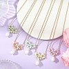 Electroplate Glass Beaded Flower Teardrop Pendant 304 Stainless Steel Cable Chain Necklaces NJEW-MZ00156-1