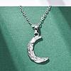 Texture Moon 304 Stainless Steel Pendant Necklaces NJEW-H059-13P-3