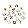 Clock Printed Glass Cabochons GGLA-A002-14mm-YY-1