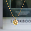 Bohemian 304 Stainless Steel Embossed Flower Pendant Necklaces for Women WG2EB36-01-1