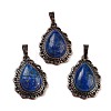 Dyed Natural Lapis Lazuli Teardrop Pendants G-K363-01R-04-1