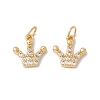 Rack Plating Brass Micro Pave Clear Cubic Zirconia Charms ZIRC-C040-34G-2