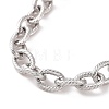 304 Stainless Steel Textured Cable Chain Bracelet for Men Women BJEW-E031-11P-02-2