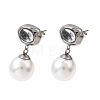 304 Stainless Steel Pave Clear Cubic Zirconia Stud Earrings SA-CBADCF0-01P-4