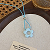 Alloy Flower Pendant Adjustable Waxed Cord Long Necklaces for Women WG0DEE3-01-1