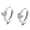 Heart 925 Sterling Silver Micro Pave Clear Cubic Zirconia Hoop Earrings FS-WGEC1D1-02-2
