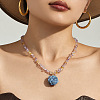Resin Dried Flower Pendant Natural Amethyst Chip Beaded Necklaces for Women WG04FC4-01-3