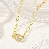 Brass Paperclip Chain Necklaces with Rectangle Brass Micro Pave Clear Cubic Zirconia Screw Carabiner Lock Charms NJEW-JN06410-1