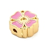 Flower Brass Enamel Bead Rhinestone Settings KK-H527-01G-03-2