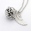 1Strand Trendy Women's Long Rolo Chain Brass Cage with Wings Locket Pendant Necklaces X-NJEW-L083-05-2