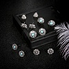6 Pairs 6 Style Flower & Heart & Teardrop Synthetic Turquoise Stud Earrings with Rhinestone AJEW-PW0005-26AS-5