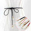 Imitation Leather Braided Belly Belt with Plastic Imitation Pearl Round Bead WG11EBA-03-2