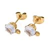 Ion Plating(IP) 304 Stainless Steel Cubic Zirconia Stud Earring Findings STAS-P373-04B-G-2