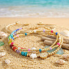 3Pcs 3 Styles Adjustable Natural Gemstone Beads & Glass Seed Beads & Brass Braided Bead Bracelets & Glass Seed Beads Stretch Bracelets Set for Wmen ZT3403-3