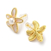 Cubic Zirconia Flower Stud Earrings with Natural Pearl EJEW-Z020-06G-2