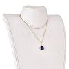 Natural Lapis Lazuli Wire Wrapped Pendant Necklaces X-NJEW-JN03080-03-4