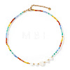 Summer Beach Rainbow Natural Stone and Heart Shell Beaded Necklaces GB7102-2-1