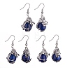 Natural Dyed Lapis Lazuli Dragon Dangle Earrings EJEW-A092-06P-04-3