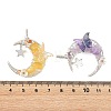 4Pcs 4 Colors Natural Topaz Jade & Yellow Fluorite & Lavender Amethyst & Aquamarine & Rose Quartz & Carnelian Round Chip Wire Wrapped Pendants PALLOY-TA00437-3