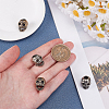 4Pcs 2 Colors Skull Brass European Beads KK-OC0001-84-3
