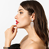 2 Pairs 2 Colors Crystal Rhinestone Chain Tassel Dangle Stud Earrings EJEW-FI0001-02-4