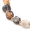 Natural Black Agate(Dyed) Round Beaded Stretch Bracelet BJEW-JB08197-07-4