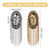 4Pcs 2 Colors Felt & Metal Rhinestone Tassel Epaulette DIY-HS0002-59-2