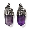 Natural Amethyst Faceted Sword Pendants G-Q163-01AS-07-1