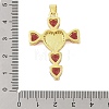 Rack Plating Brass Micro Pave Cubic Zirconia Heart Shape Virgin Mary Cross Pendant KK-S380-44G-G-3