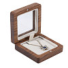 Wood Badge Storage Boxes with Visible Window and Magnetic Lid CON-WH0107-101A-1