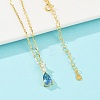 925 Sterling Silver Sapphire Rhinestone Teardrop Pendant Necklace for Women NJEW-V013-01G-1