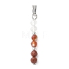 Faceted Round Natural Quartz Crystal & Carnelian & Red Jasper Beaded Pendants PALLOY-JF03529-01-1