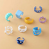 Alloy & Plastic Pearl Cuff Open Rings Set for Girls WG6D6E4-01-4