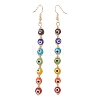 Natural Pearl & Lampwork Evil Eye Beaded Dangle Earrings & Bracelet SJEW-JS01260-5