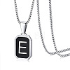 304 Stainless Steel Black Enamel Rectangle with Initial Pendant Box Chain Necklaces WG7737E-12-1