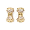 Brass Micro Pave Clear Cubic Zirconia Screw Clasps KK-H202-02A-G-1