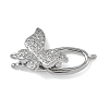 Butterfly Brass Micro Pave Clear Cubic Zirconia Fold Over Clasps KK-Z143-22P-1