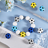10Pcs 5 Colors Football Food Grade Eco-Friendly Silicone Beads SIL-GO0001-19-4