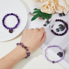 FIBLOOM 4Pcs 4 Style Natural Amethyst Beaded Stretch Bracelets Set BJEW-FI0001-58-5