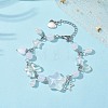 Alloy Star & Acrylic Heart Charm Bracelet BJEW-JB09688-4