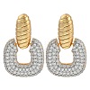 Square Clear Cubic Zirconia Dangle Earrings EJEW-Q387-06GP-1